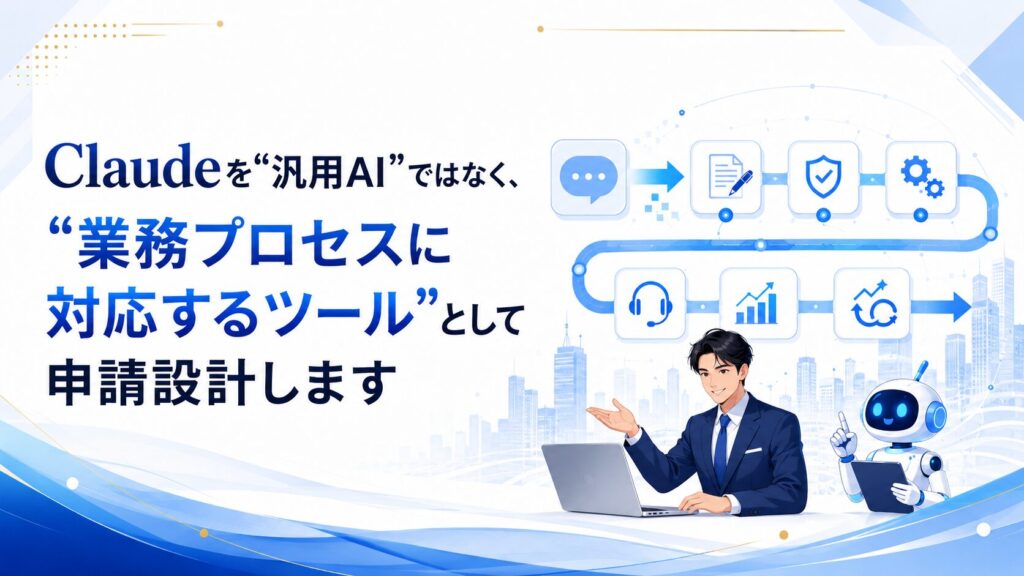 Claudeを“汎用AI”ではなく、“業務プロセスに対応するツール”として申請設計します