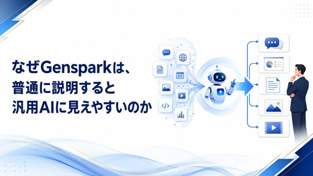 なぜGensparkは、普通に説明すると汎用AIに見えやすいのか