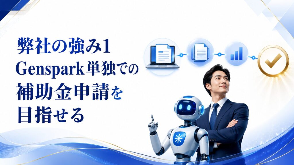 弊社の強み1　Genspark単独での補助金申請を目指せる