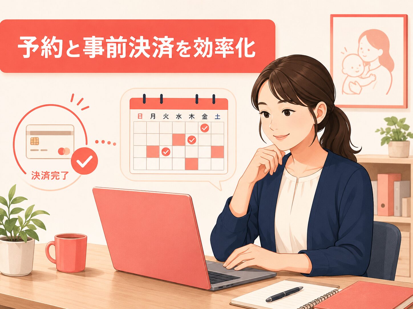 ベビーシッター予約でRESERVAの事前決済を利用するイメージ