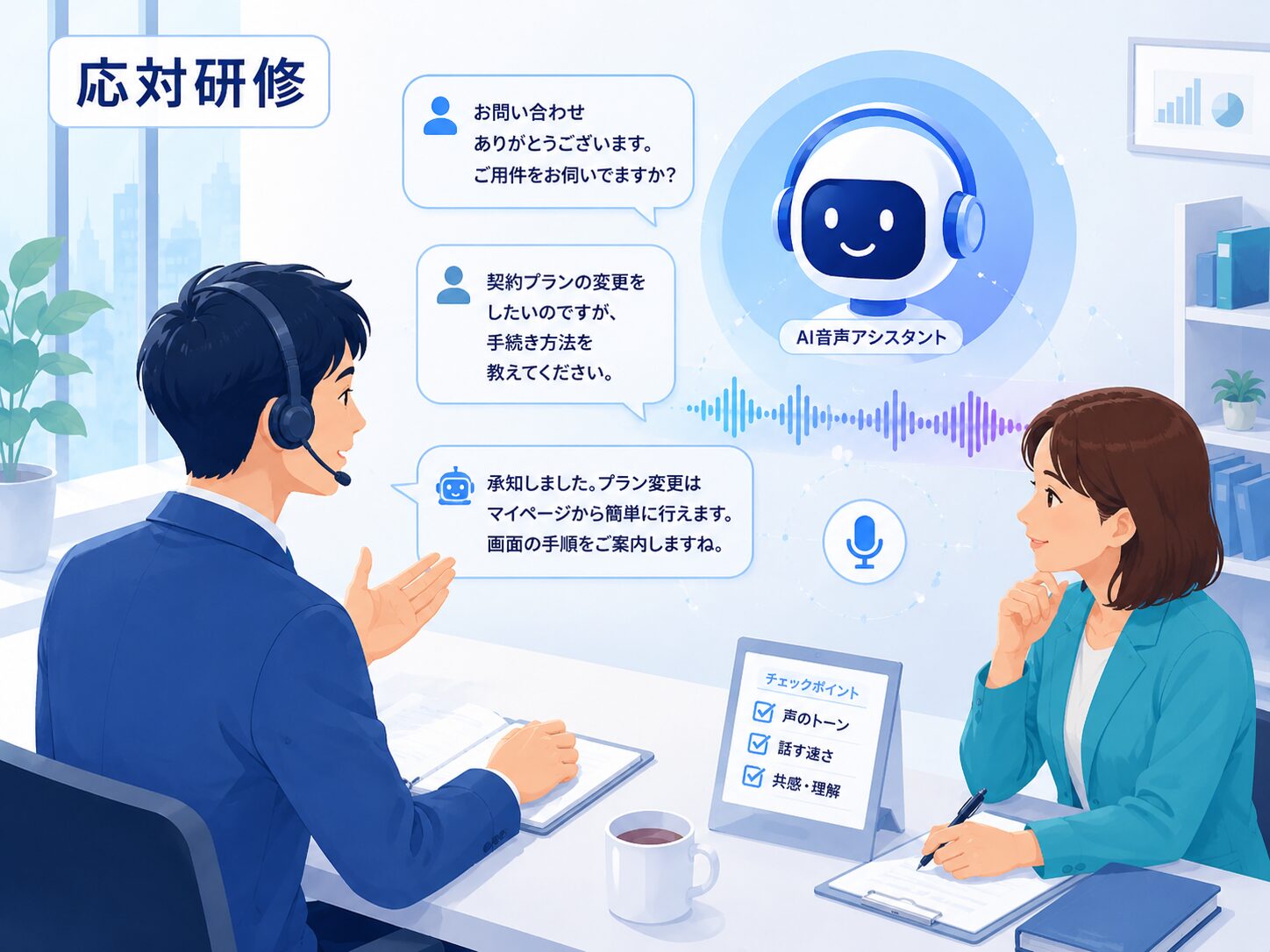 AI音声シミュレーションによる応対研修