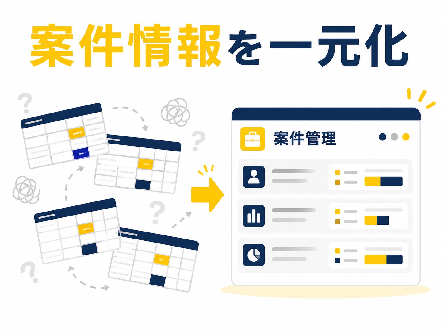 Excel案件管理を一元化するイメージ