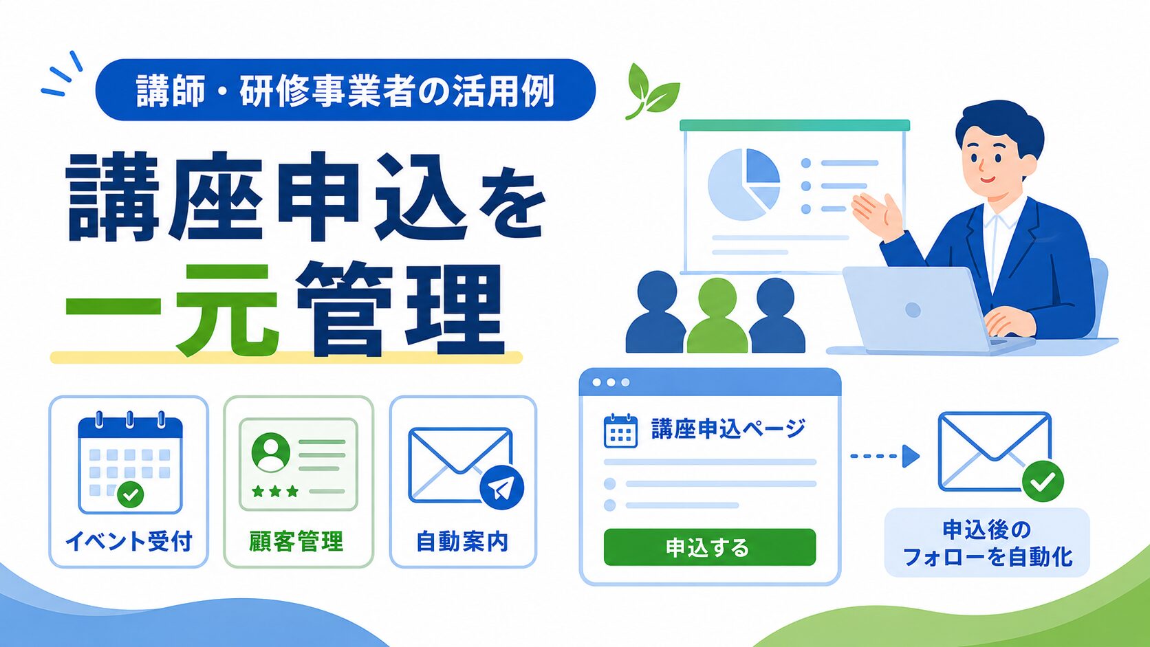 講師・研修事業者が講座申込を一元管理する活用イメージ