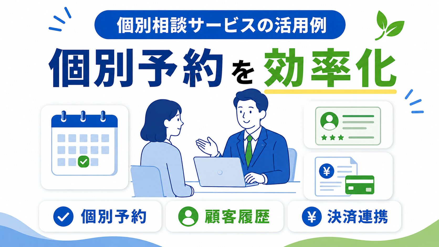個別相談サービスの個別予約を効率化する活用イメージ