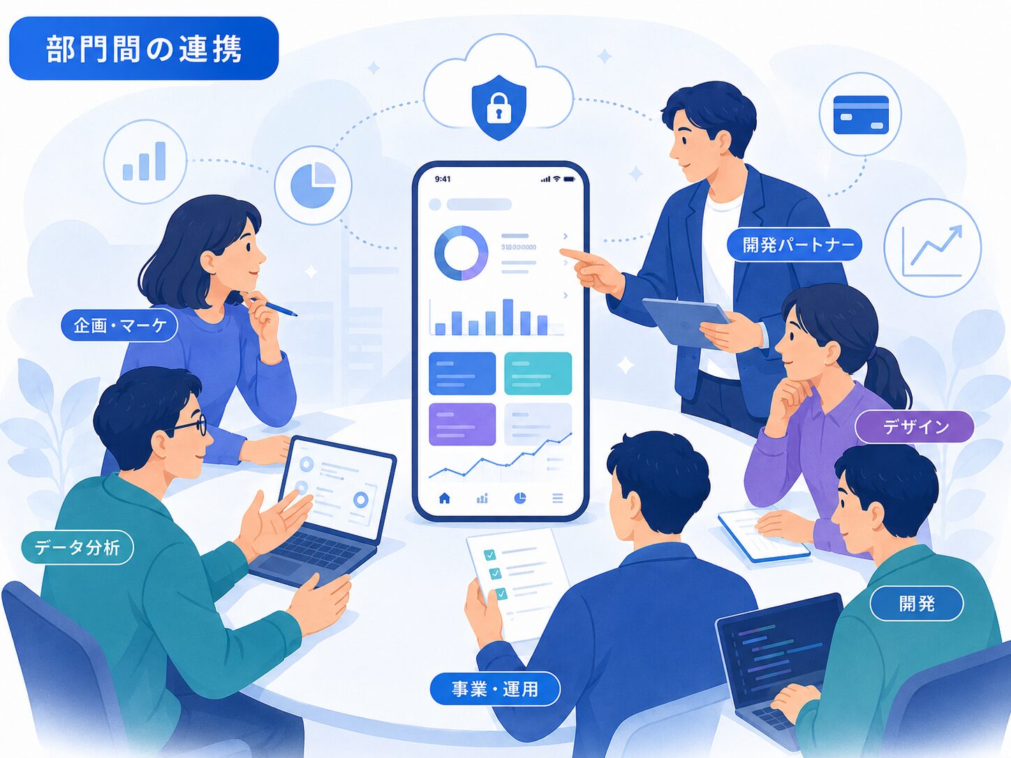 画像 金融アプリを共同レビューするイメージ