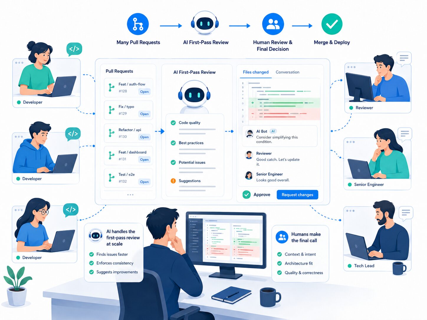 画像 オンラインサービス企業におけるAIコードレビューの活用イメージ