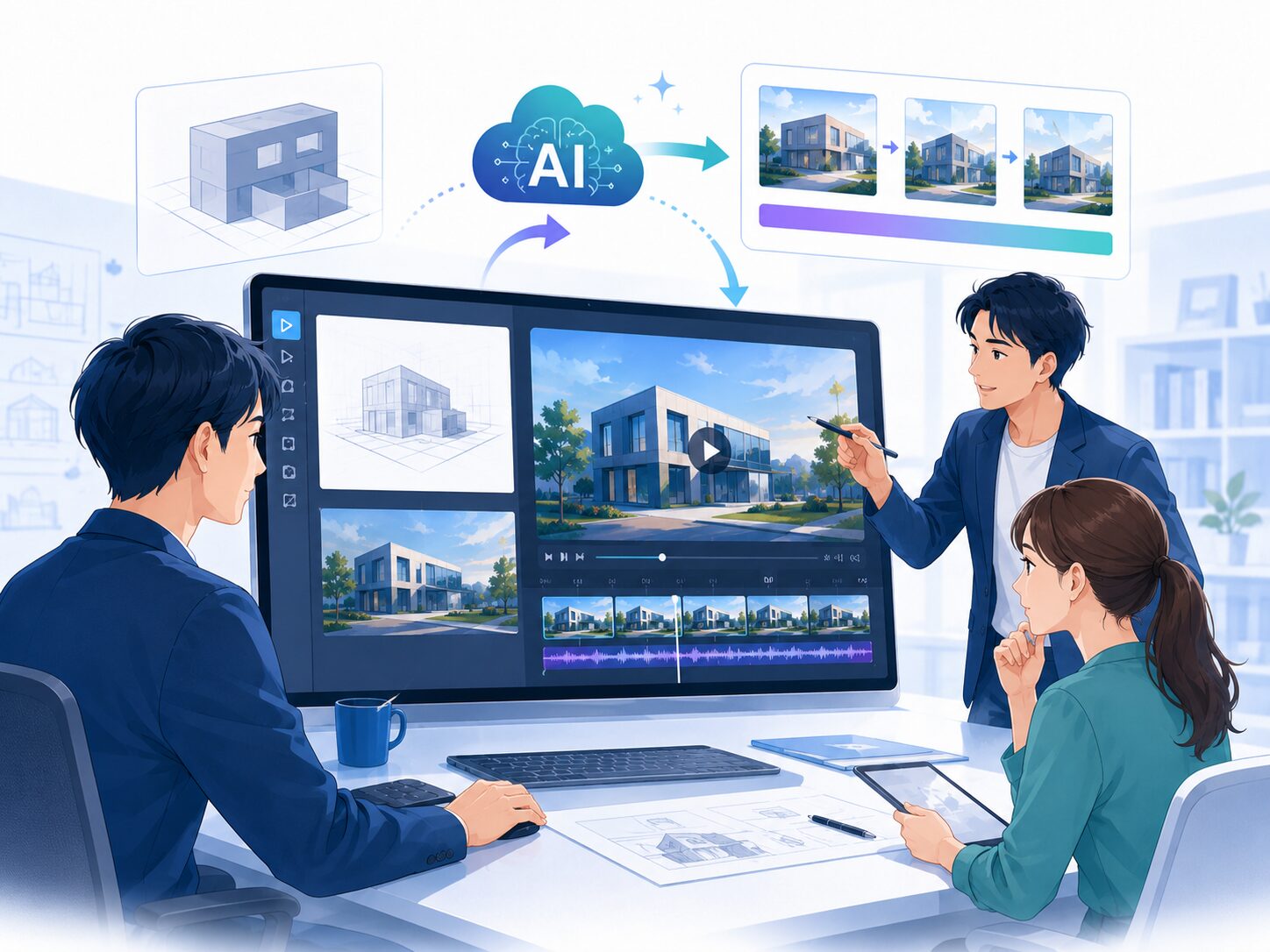 画像 建築ビジュアルをAIでアニメーション化するイメージ