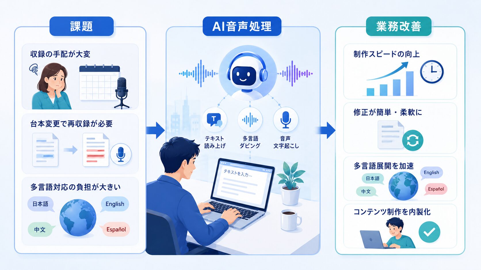 ElevenLabs導入前後の音声制作フロー