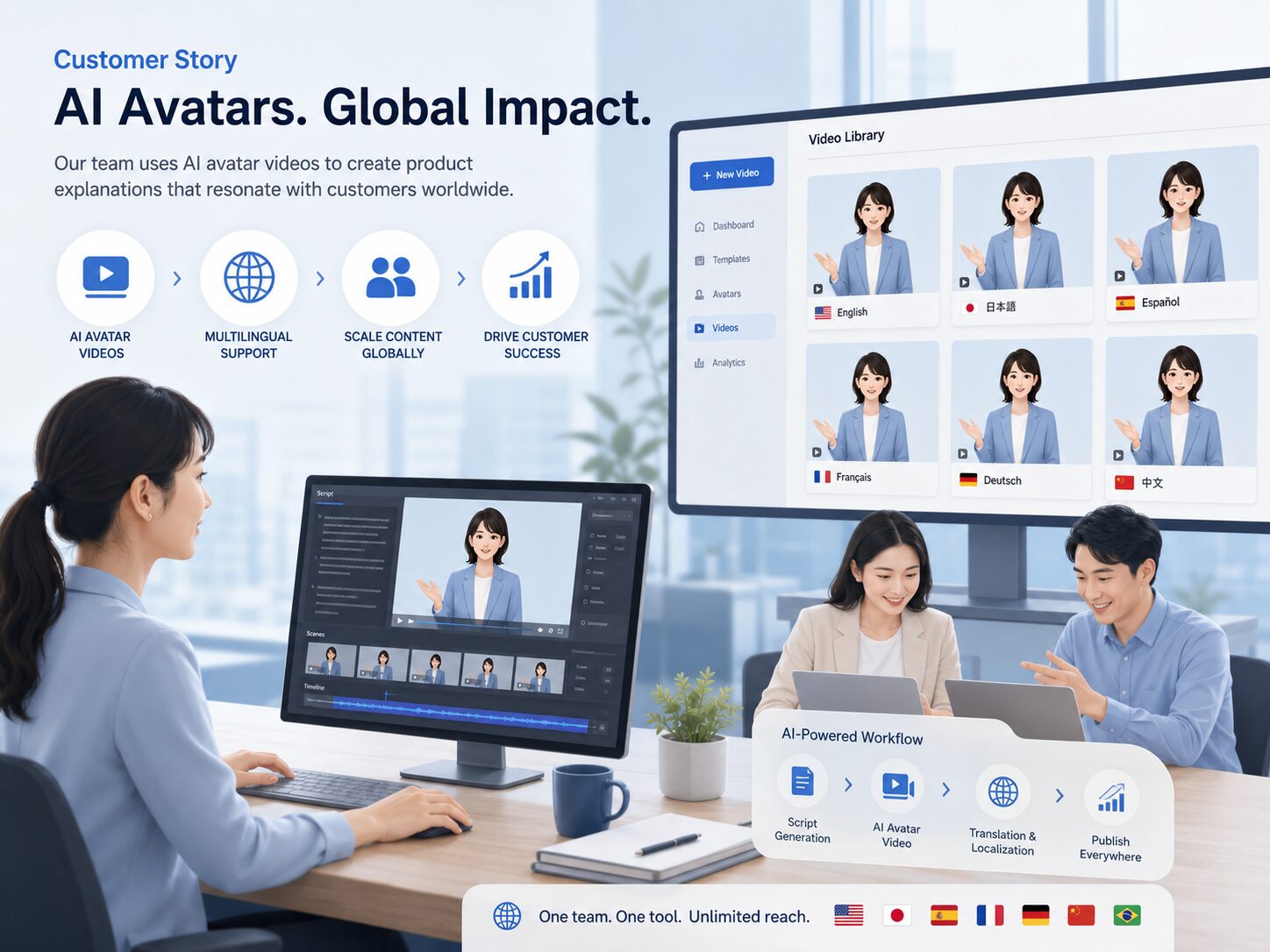 画像 ソフトウェア企業でAI説明動画を制作するイメージ