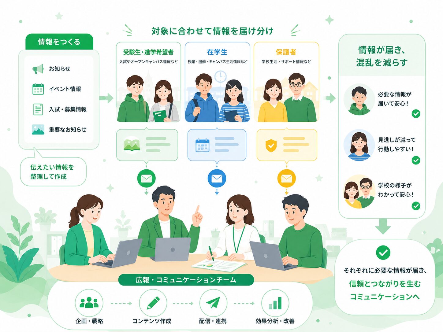 教育機関がLINE広報を最適化するイメージ