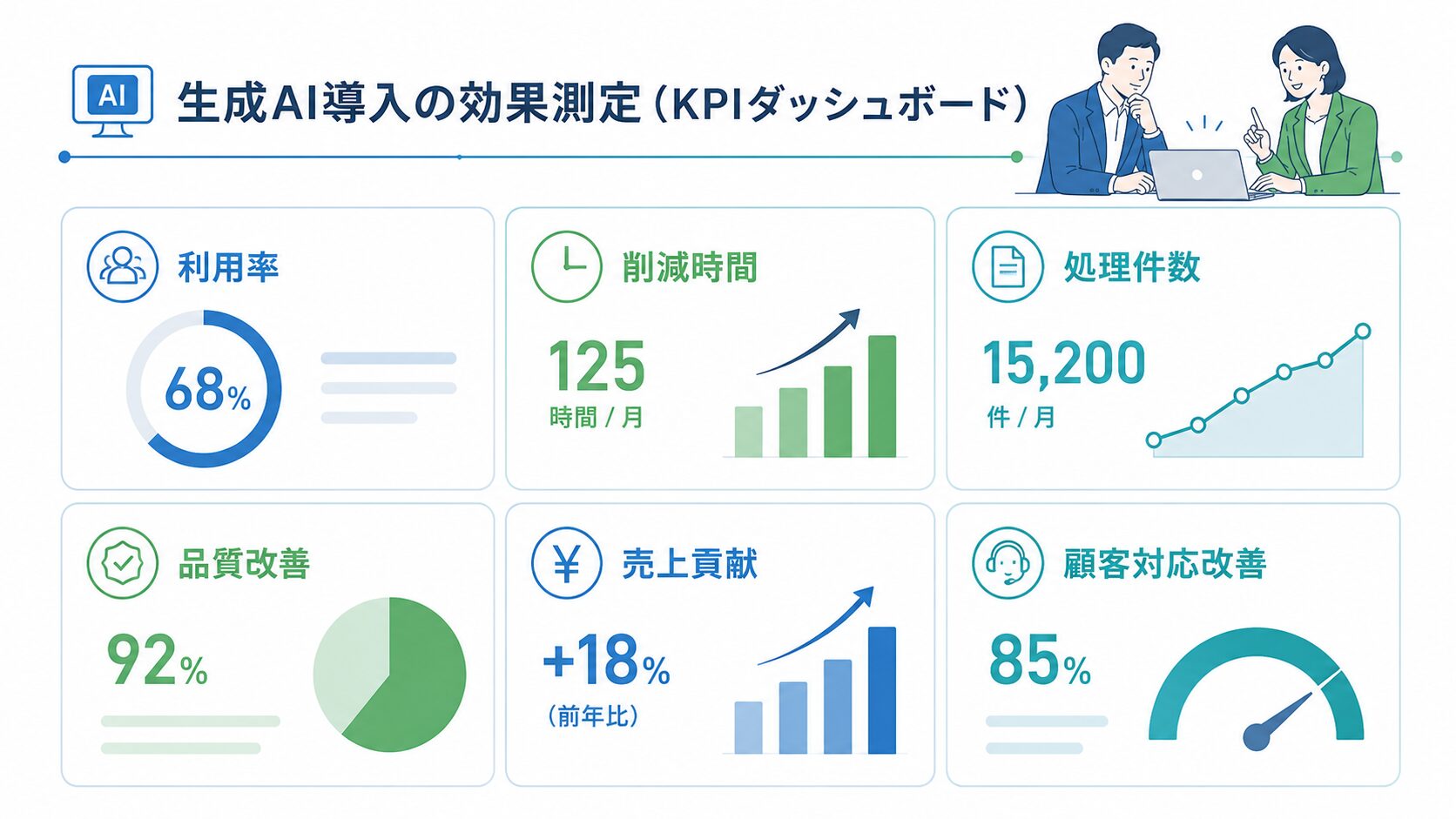 生成AI導入後に確認すべきKPIの図解
