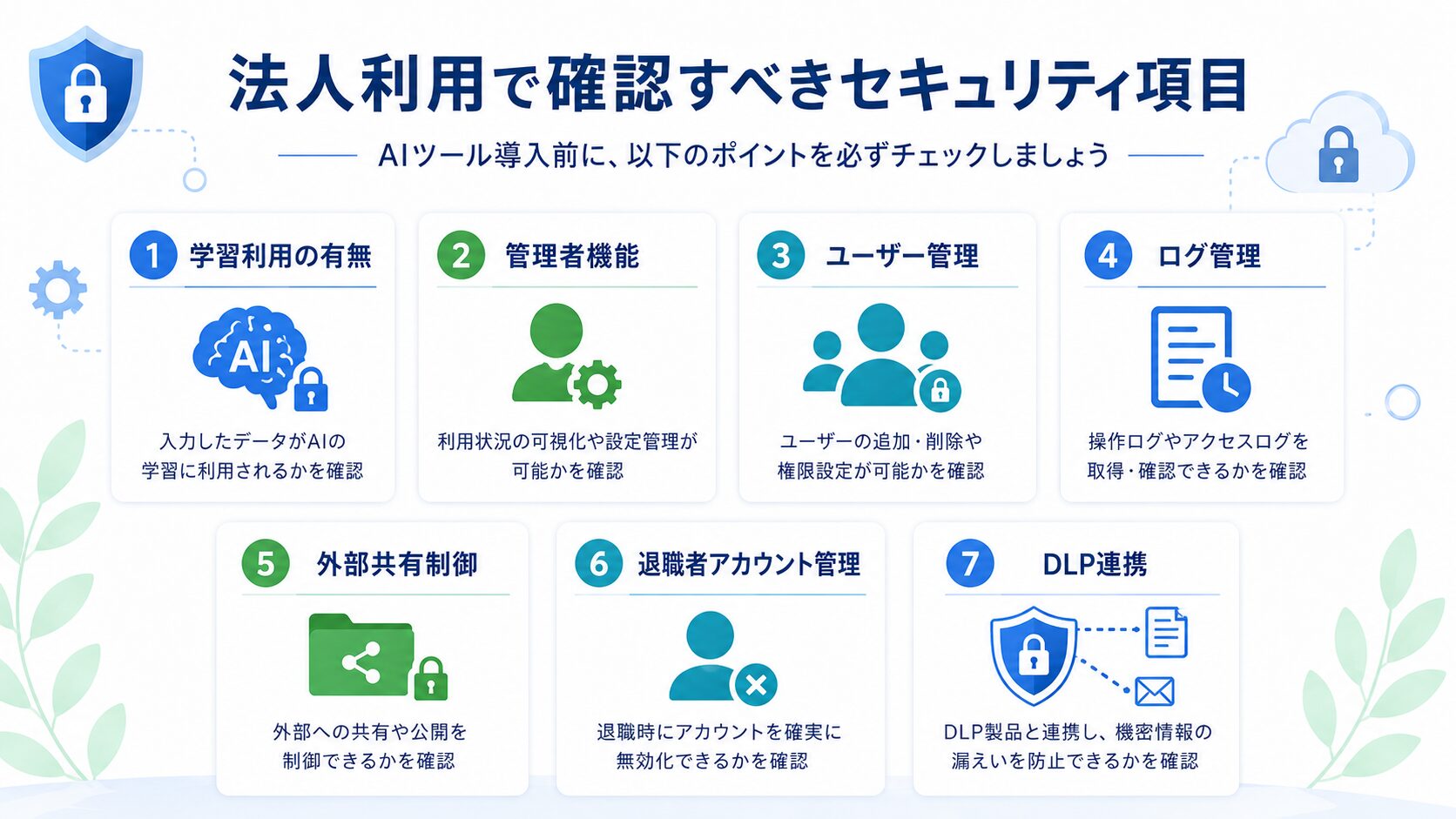 AIツールの法人利用で確認すべきセキュリティ項目一覧