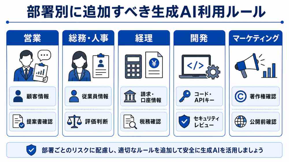画像 営業・人事・経理・開発・マーケティングの生成AI利用ルール