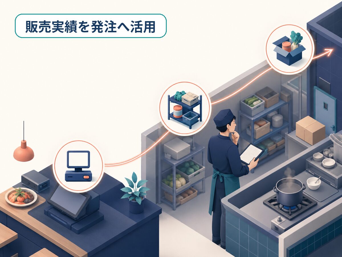 飲食店で販売実績を在庫と発注管理に活用する場面