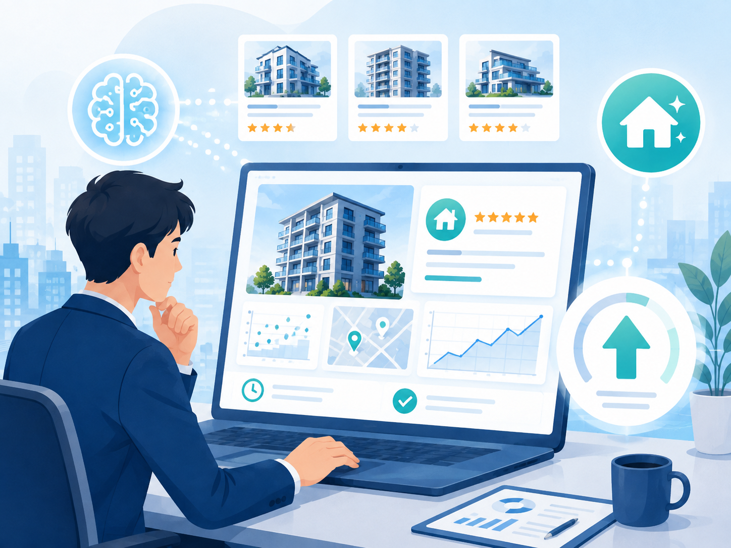 AI査定でマンションの推定成約価格を即座に算出するイメージ