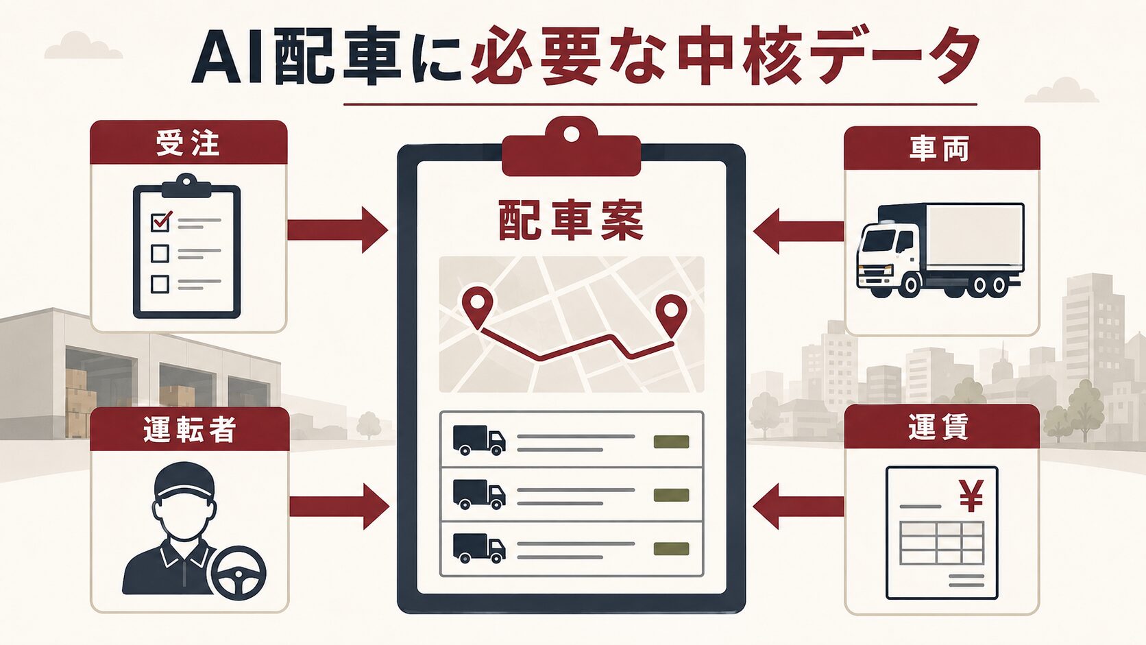 画像 受注、車両、運転者、運賃のデータから配車案を作成する仕組み