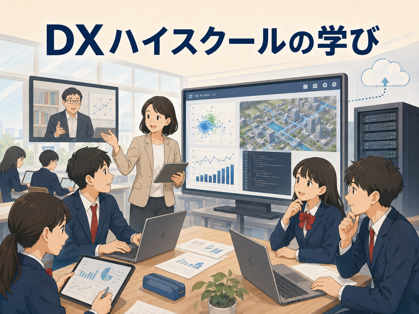 画像 高校生が大学の計算環境を活用してシミュレーション実習を行うイメージ