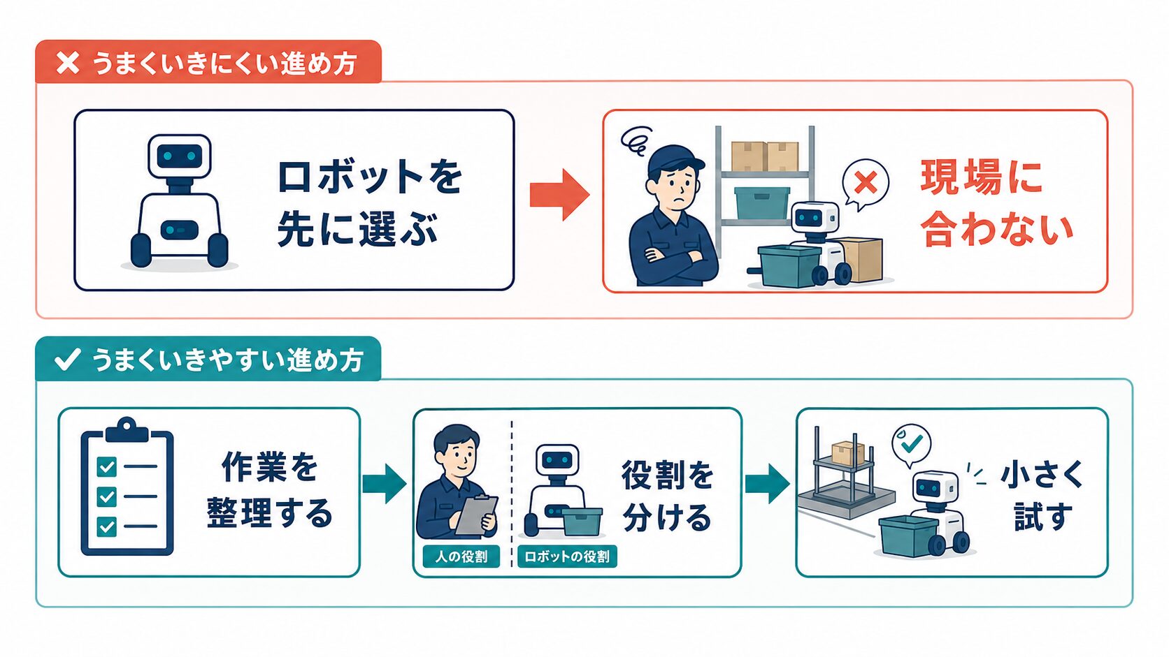 製品選定と業務整理の比較図