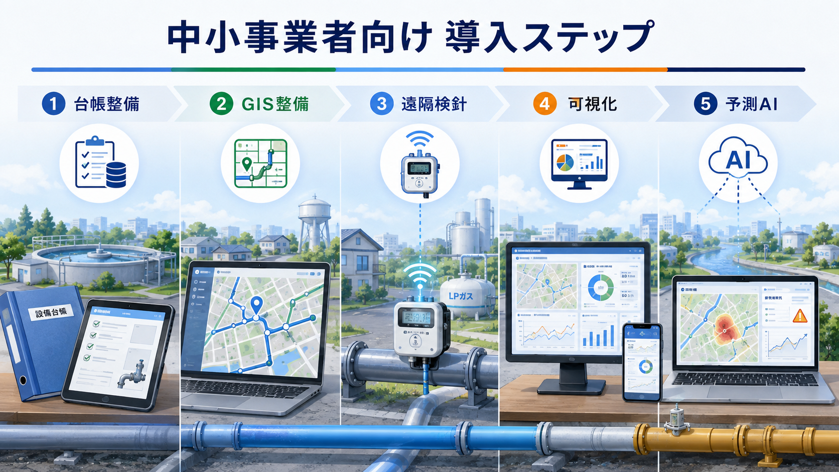 台帳整備から予測AIまでのスマートインフラDX導入ステップ
