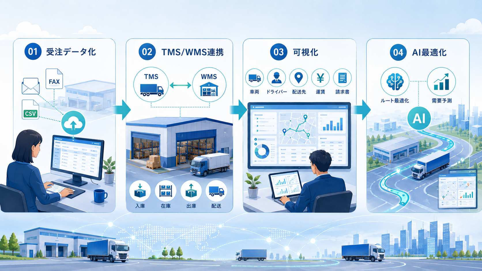 画像 受注データ化からTMS・WMS連携、可視化、AI最適化へ進む物流DXの導入順序