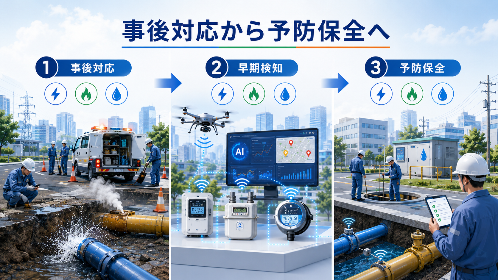 事後保全からデータを活用した予防保全へ移行する流れ