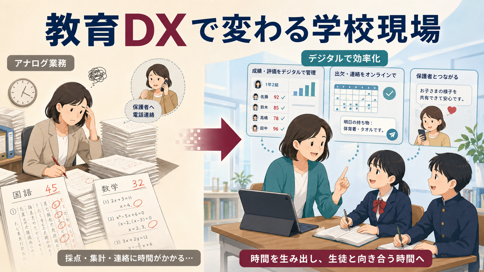 画像 教育DXによってアナログな校務時間を生徒対応時間へ移す流れ
