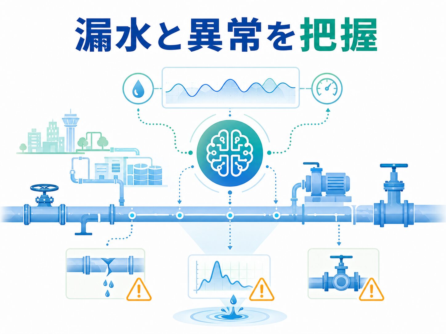 水道の漏水と異常を把握