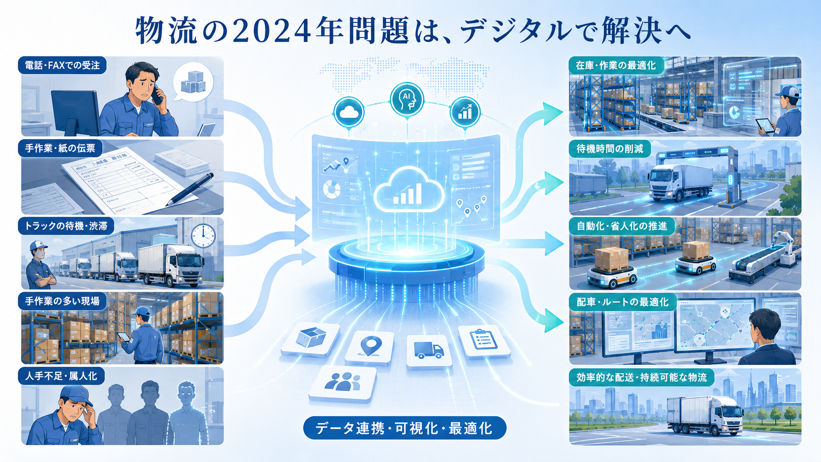 画像 紙・待機・人手作業をデータでつなぎ省人化・効率化する物流DXの全体像