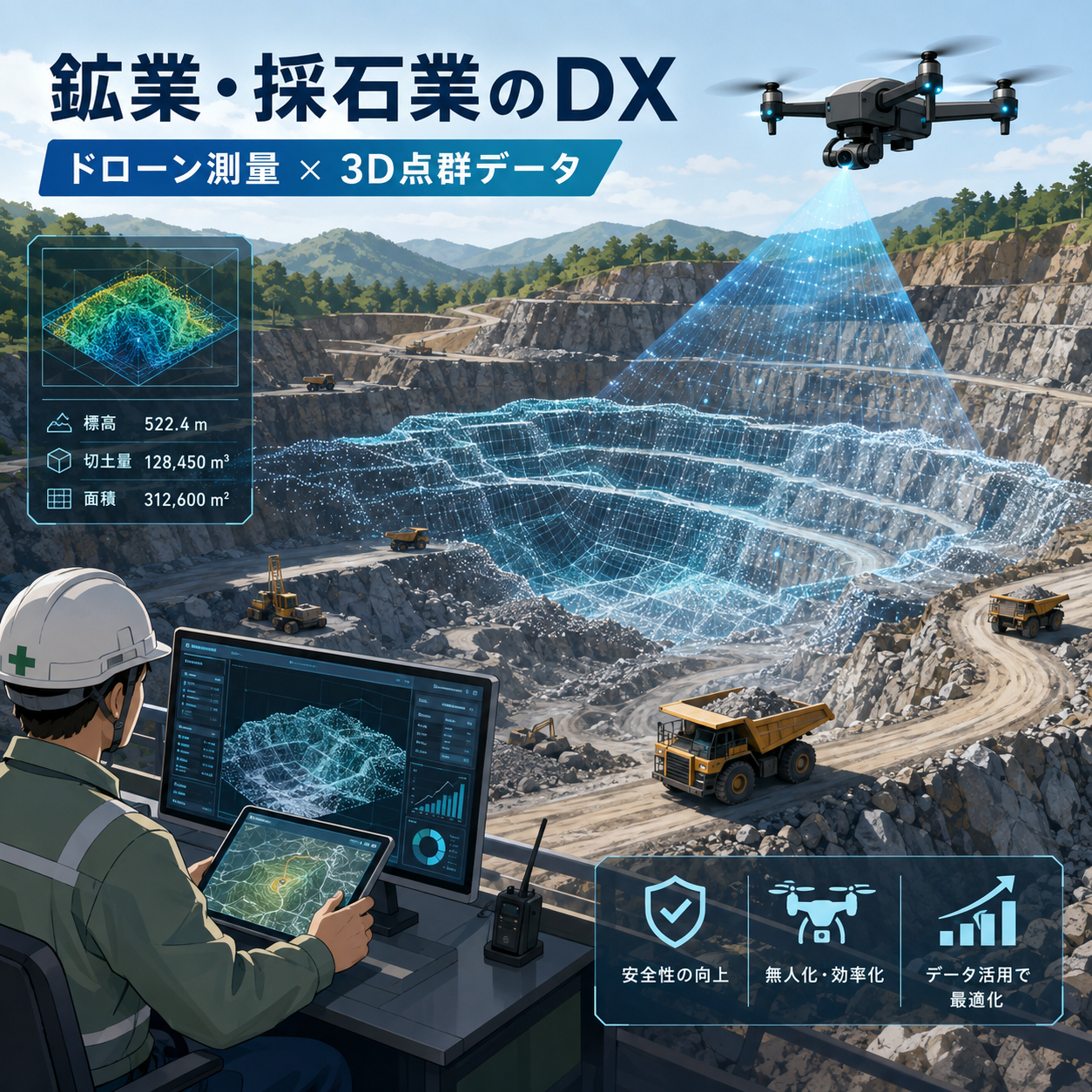 鉱業・採石業の3D測量／危険な測量をドローンで効率化