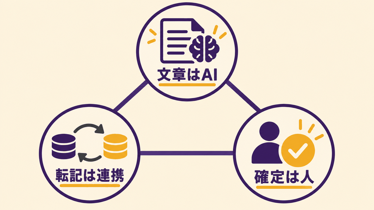 中古車販売店でAIとシステム連携と人の確認を使い分ける図