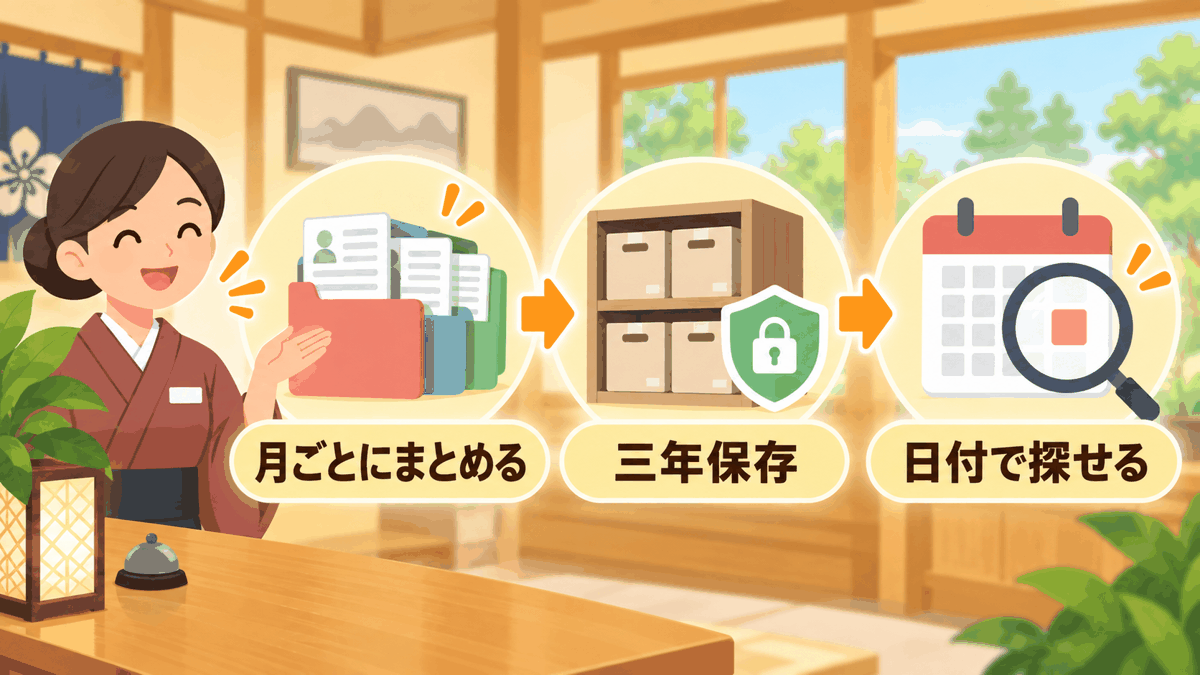 宿泊者名簿を3年保存して検索できる形にする