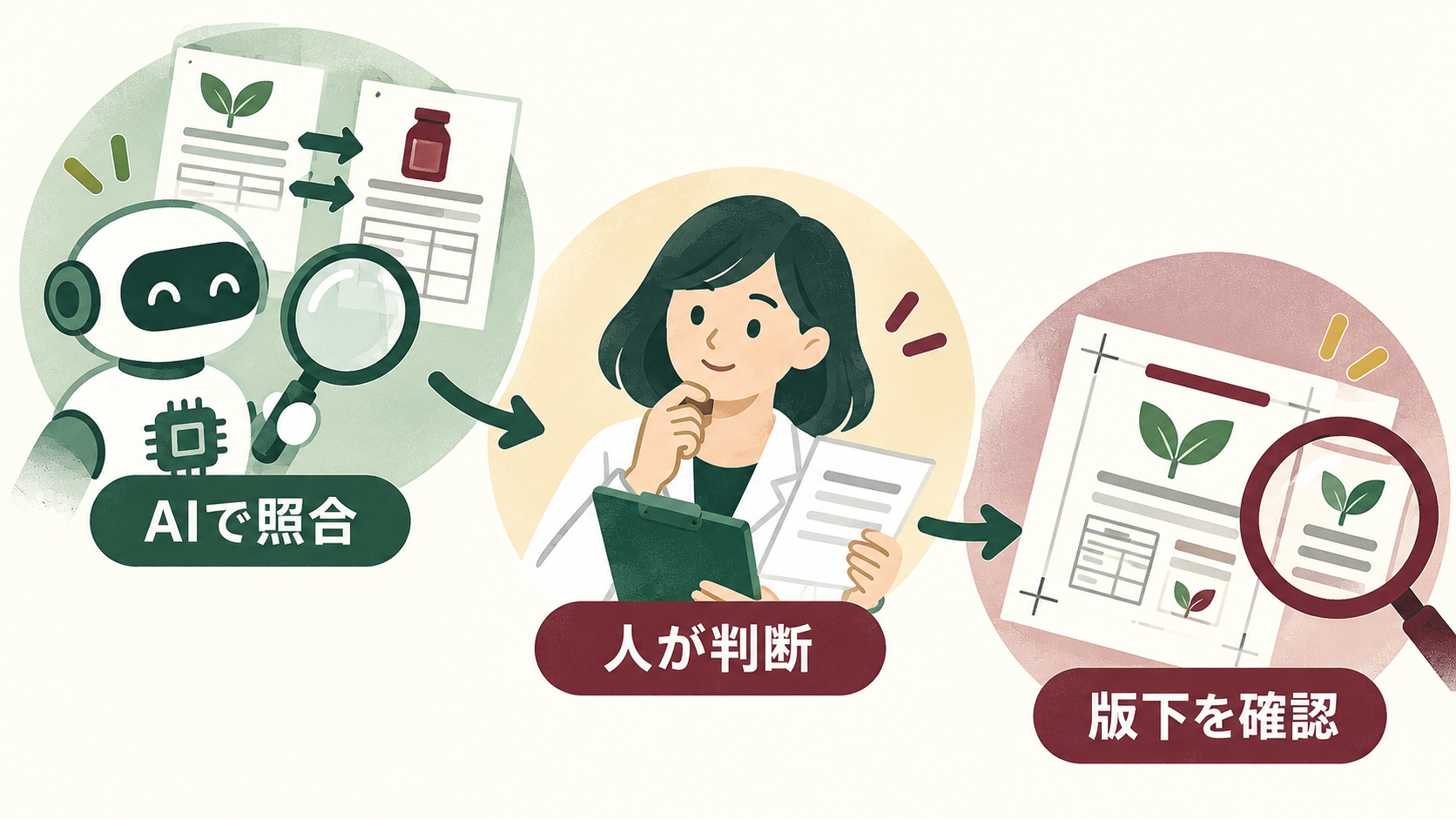 AI照合、人による承認、包装版下確認を分けた食品表示チェック工程