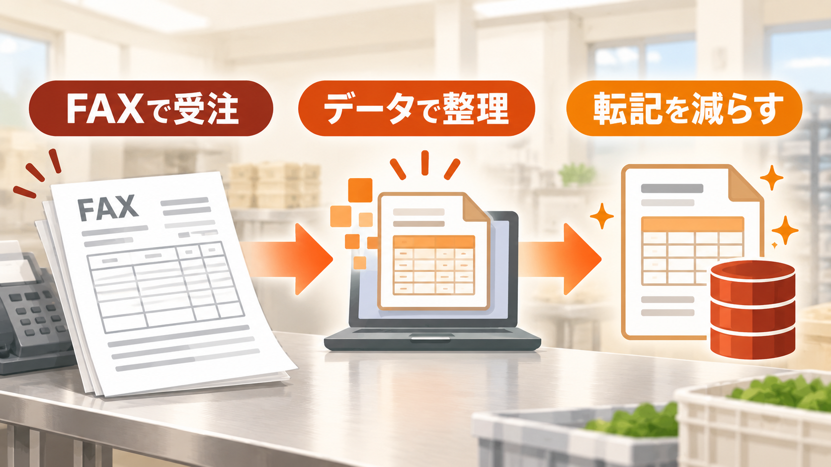 FAX受注からデータ化・AI活用へ進む食品工場の業務改善フロー