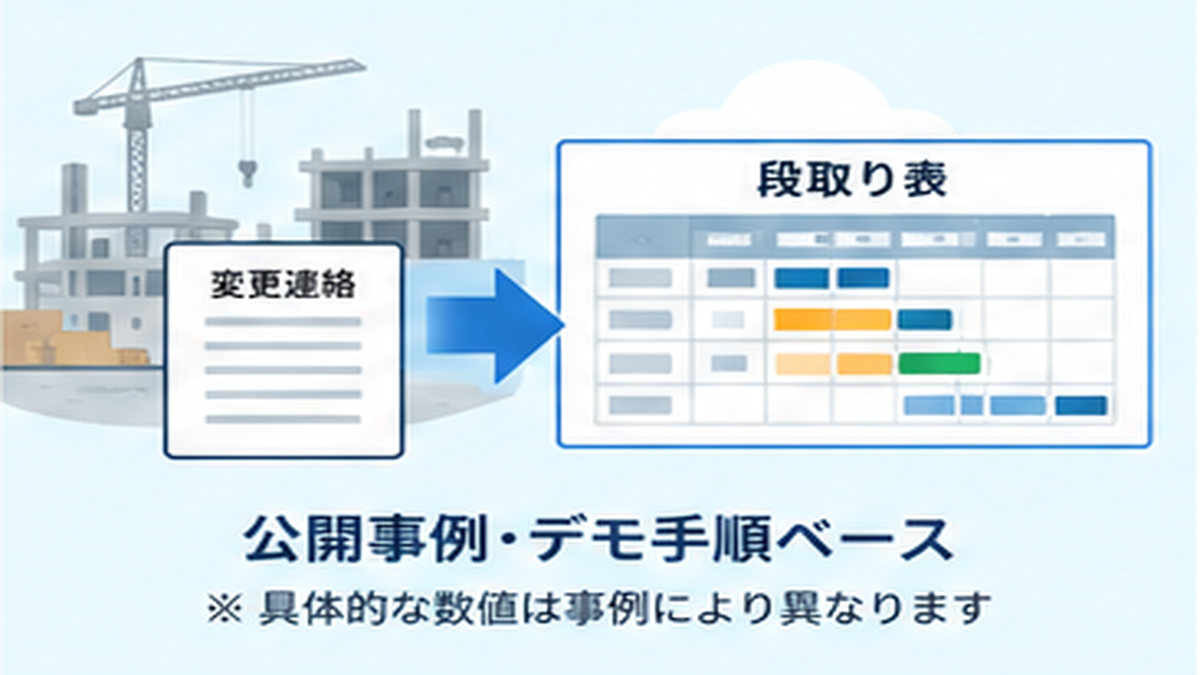 スマートフォンと既存の工程表を使って協力会社への連絡を整理するイメージ