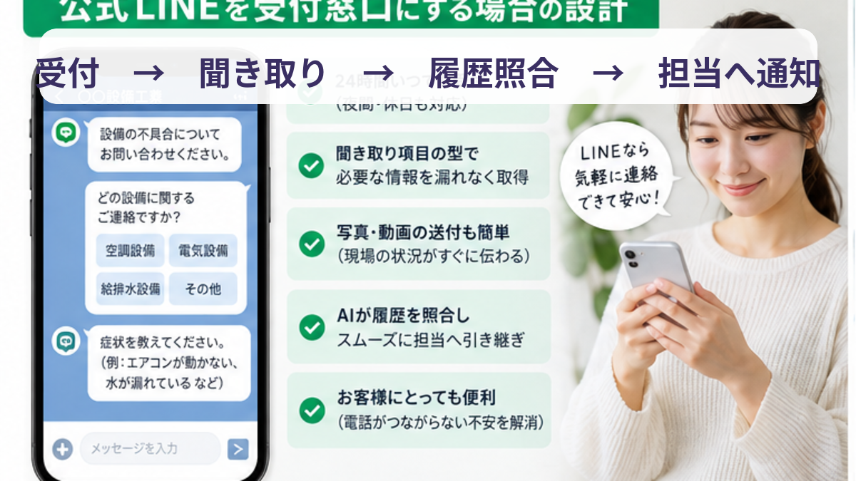 修理依頼を受付して履歴照合し担当者へ通知するAI一次受付フロー