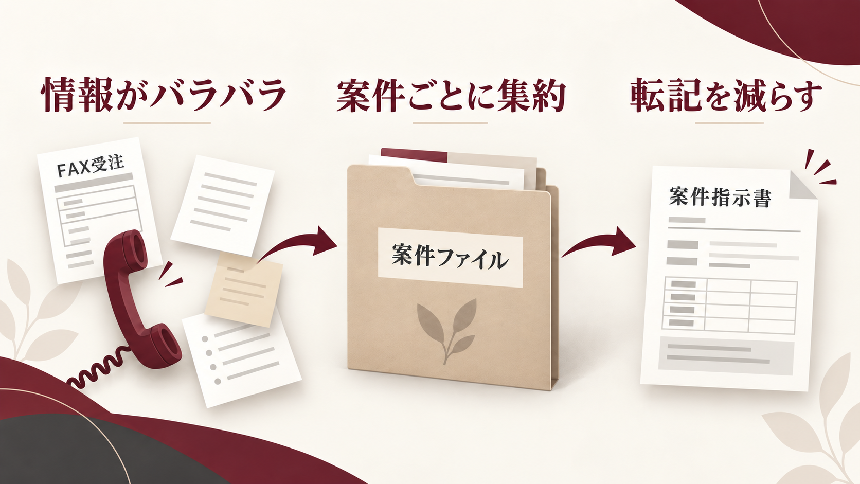 画像 FAXや電話で分散した受注情報を案件単位でまとめて転記を減らす流れ