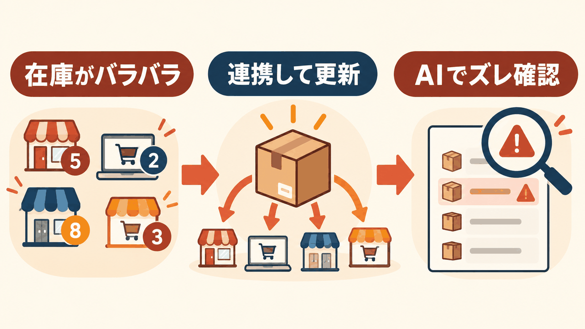 在庫連動はAIより連携を原則にすることを示した図