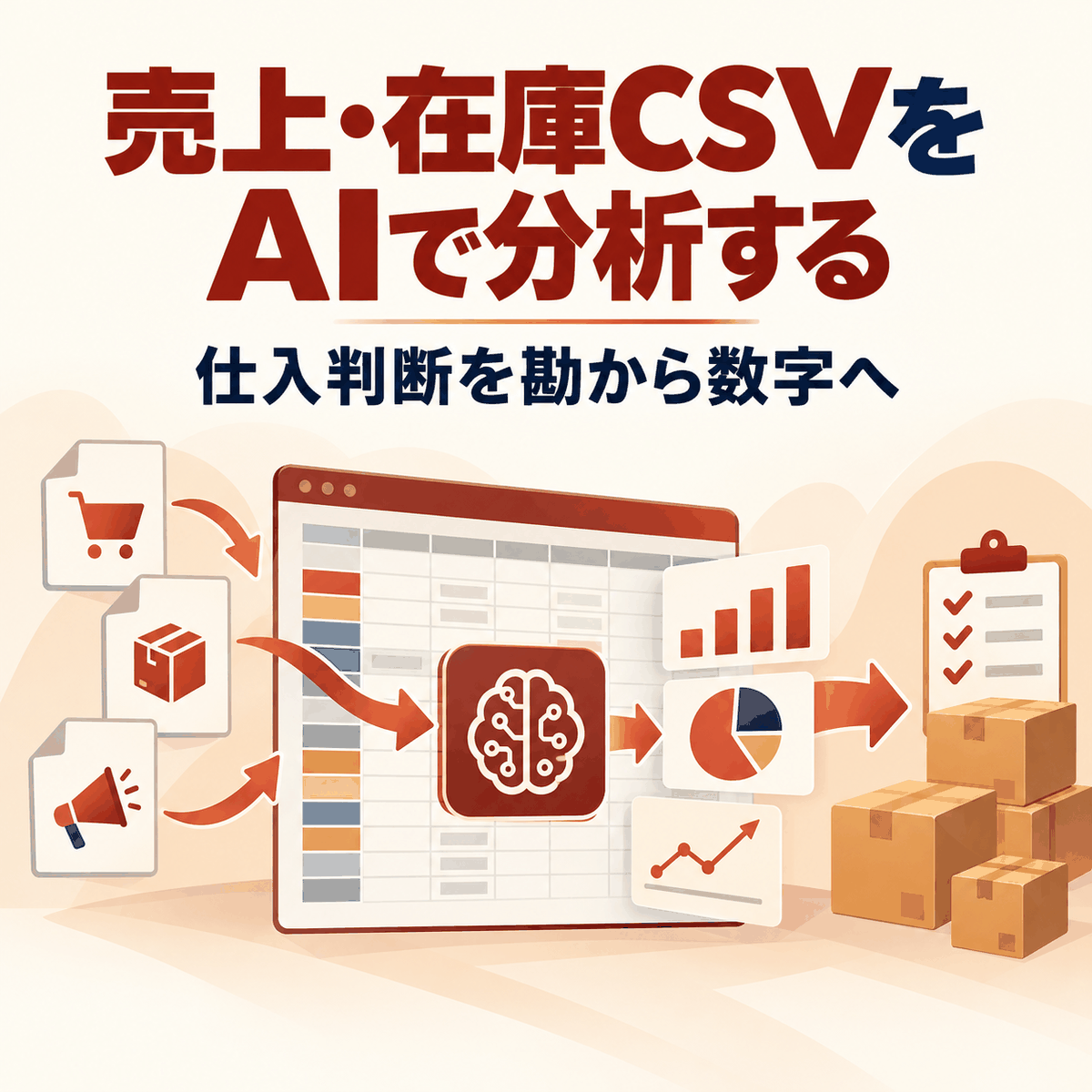 ECの売上CSVをAIで分析して仕入判断へ活用するイメージ