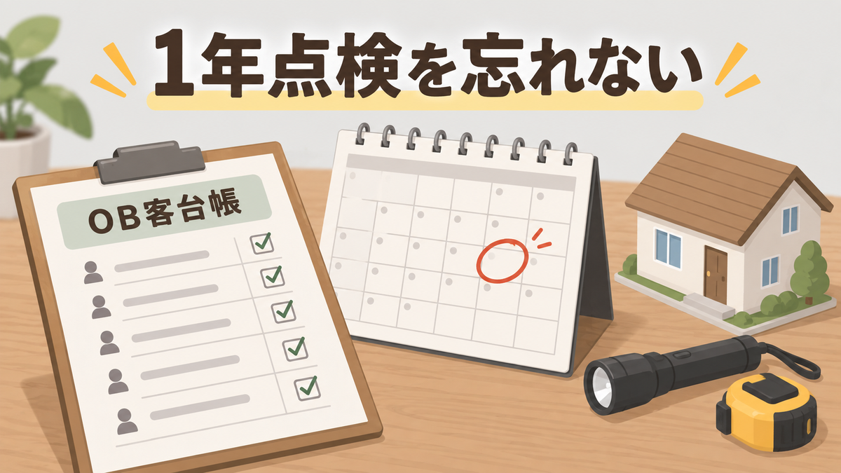 画像 引渡日を基準にOB客の1年点検対象者を確認するイメージ
