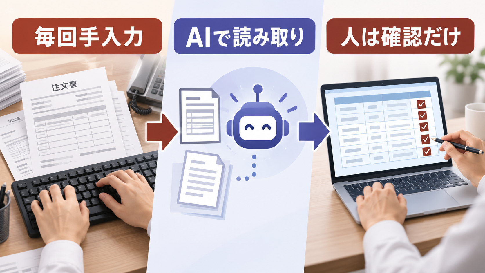 FAX注文の手入力からAI読み取りと人の確認へ変わる受注業務フロー