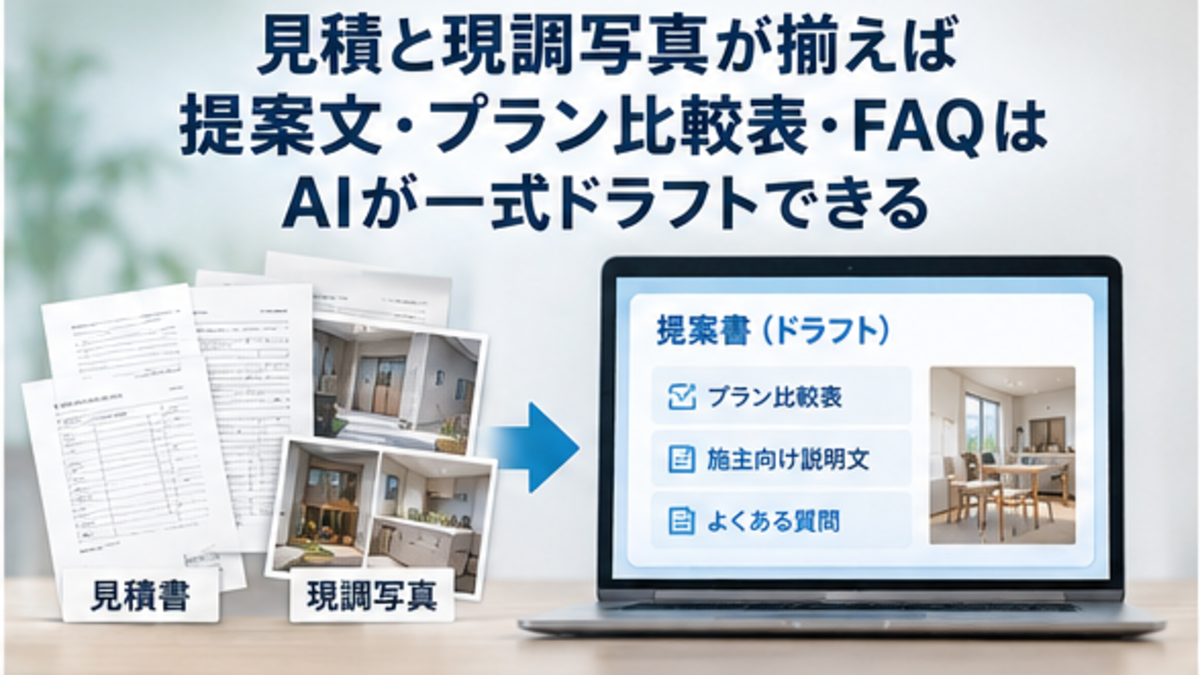 見積と現調情報からAIでリフォーム提案書を作る流れ